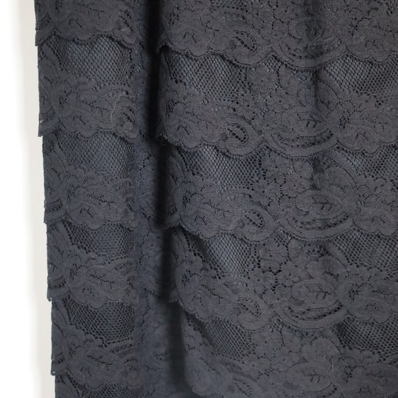 Armani Collezioni Black Tier Lace Midi Party Dress - Picture 6 of 15